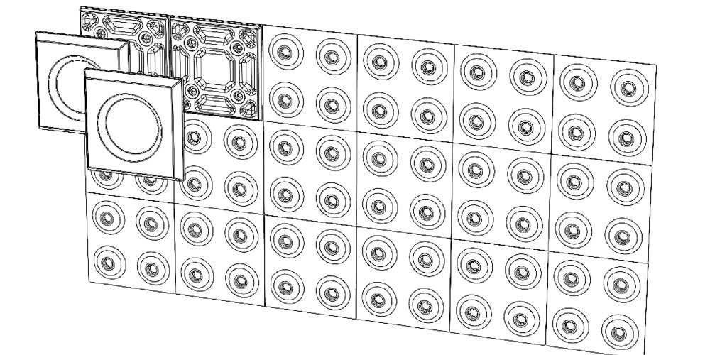 壁を飾るインテリアにもなる多層構造カセット着脱式吸音材